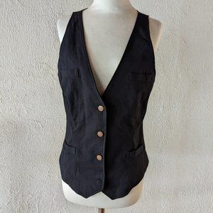 Geren Ford black cotton vest with copper buttons